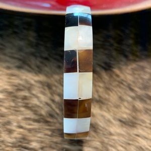 Handmade white mother of pearl/tiger eye bracelet